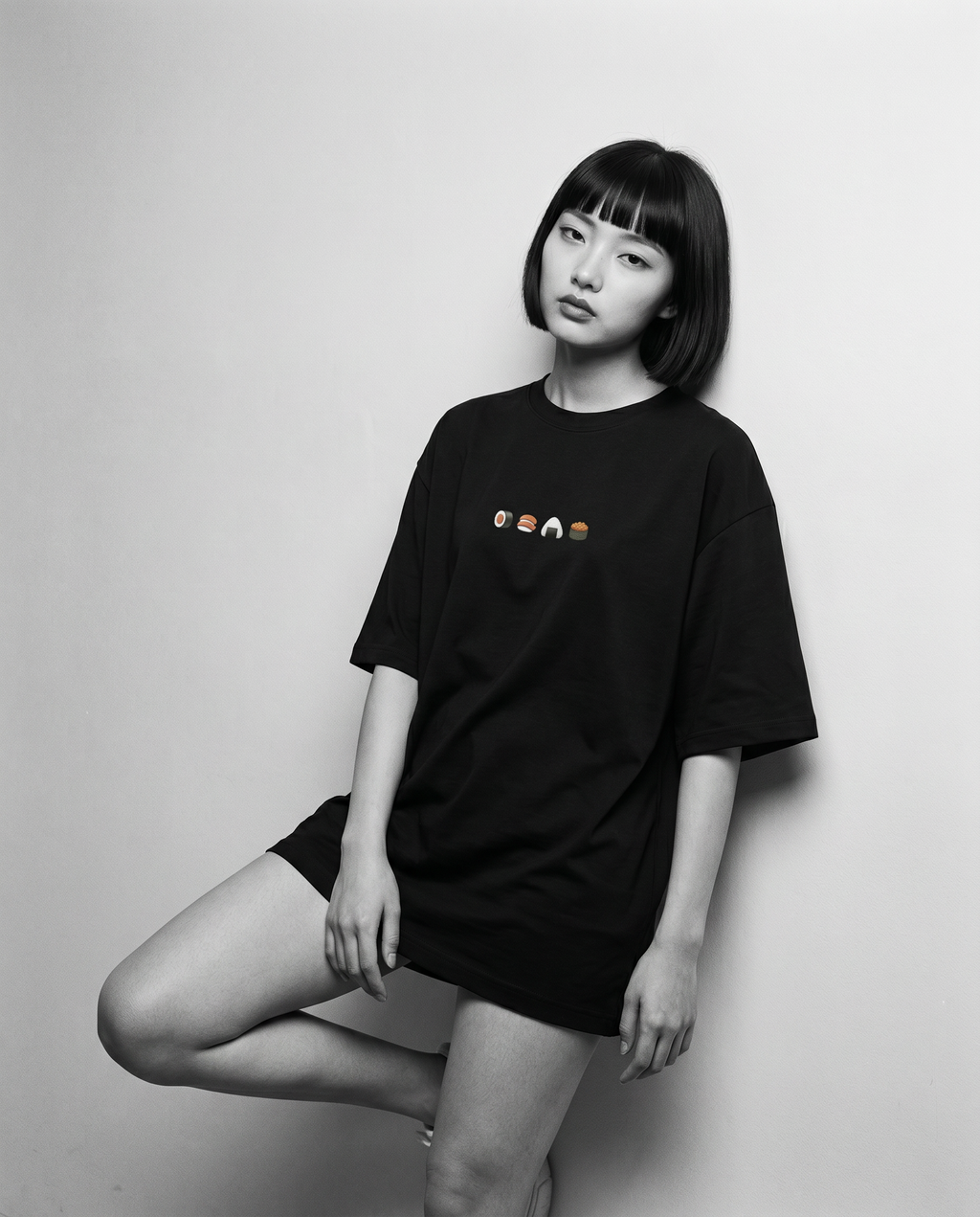 Nagi in the Kuroi Sushi Tee — leaning