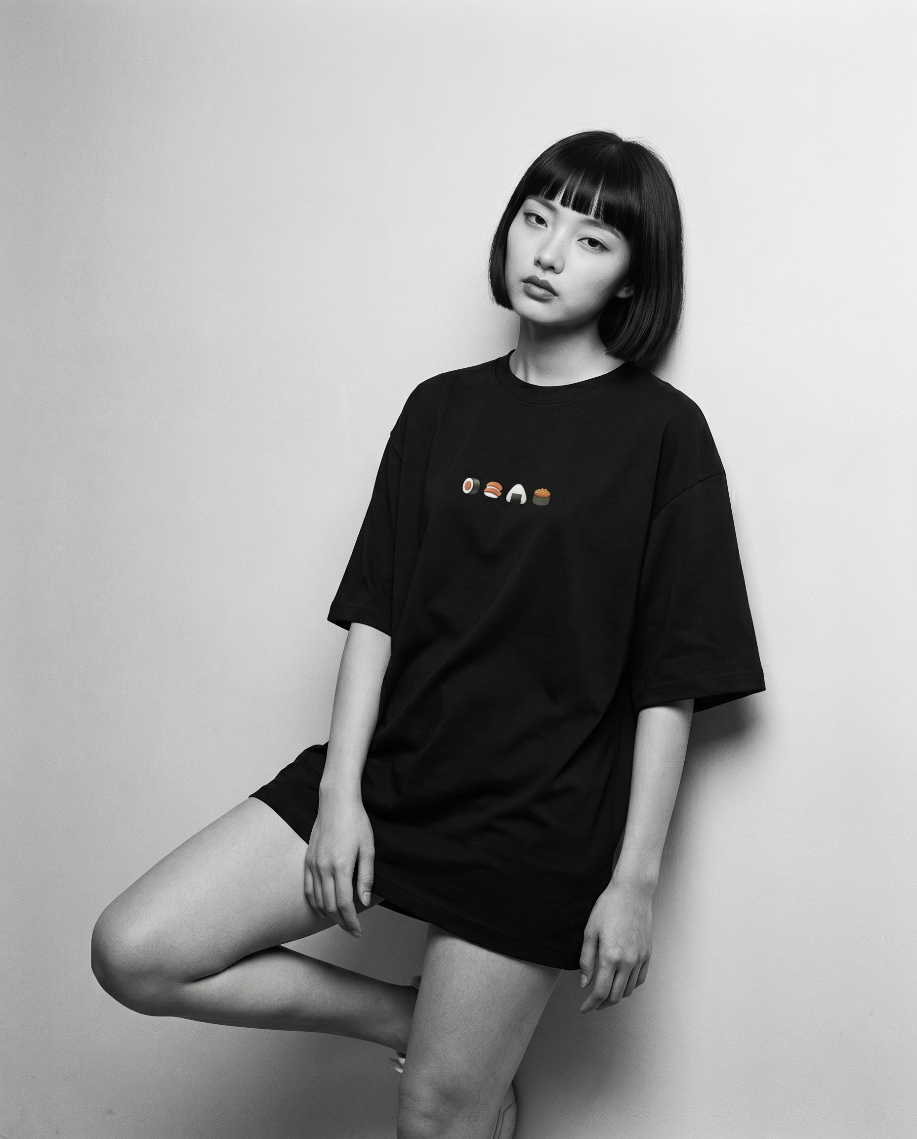 Nagi in the Kuroi Sushi Tee — leaning