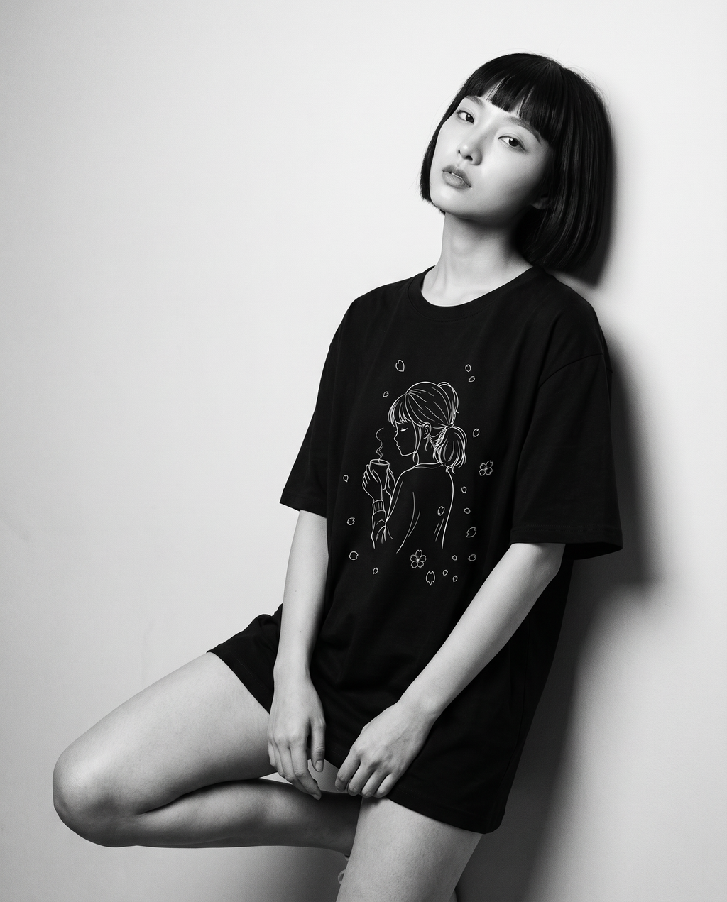 Nagi in the Kuroi Sakura to Shoujo Tee — leaning