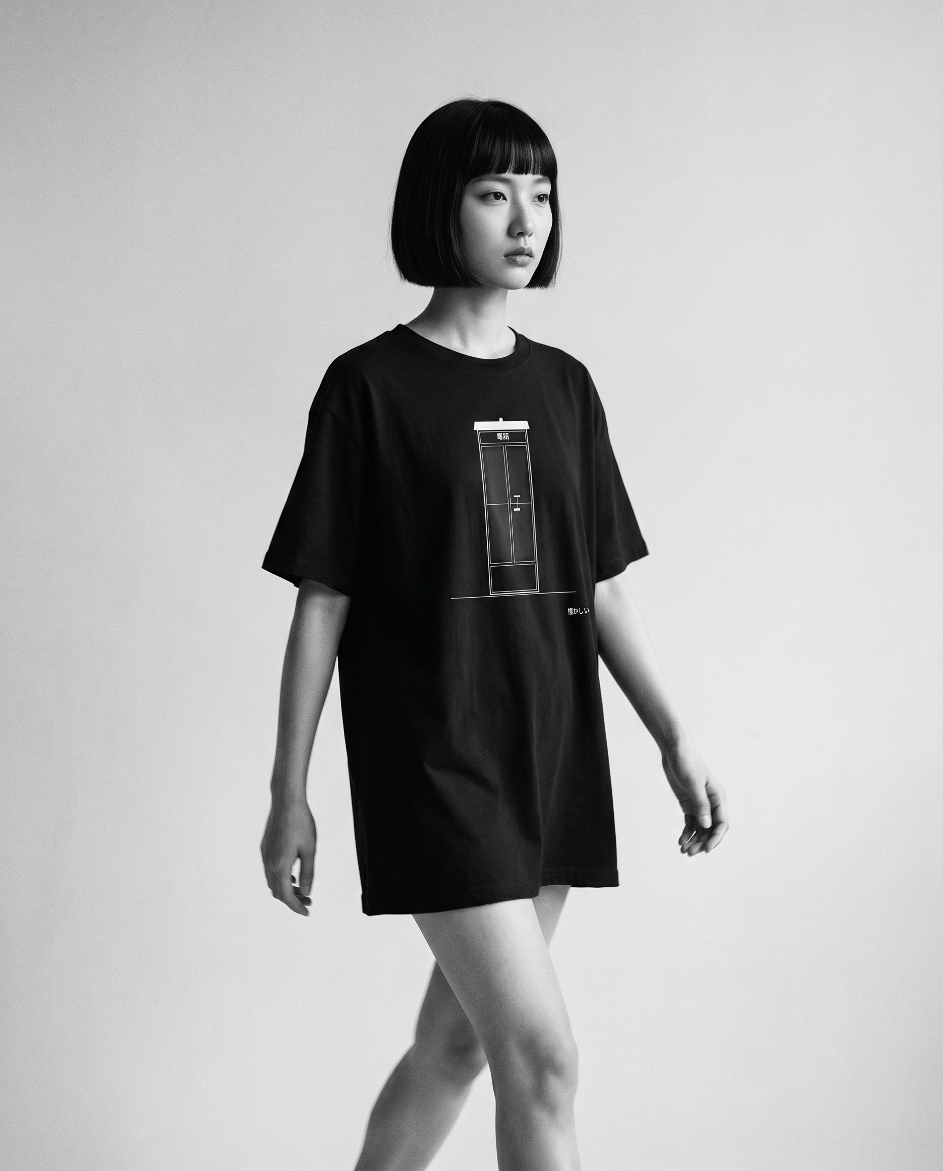 Nagi in the Kuroi Natsukashii Tee — walking