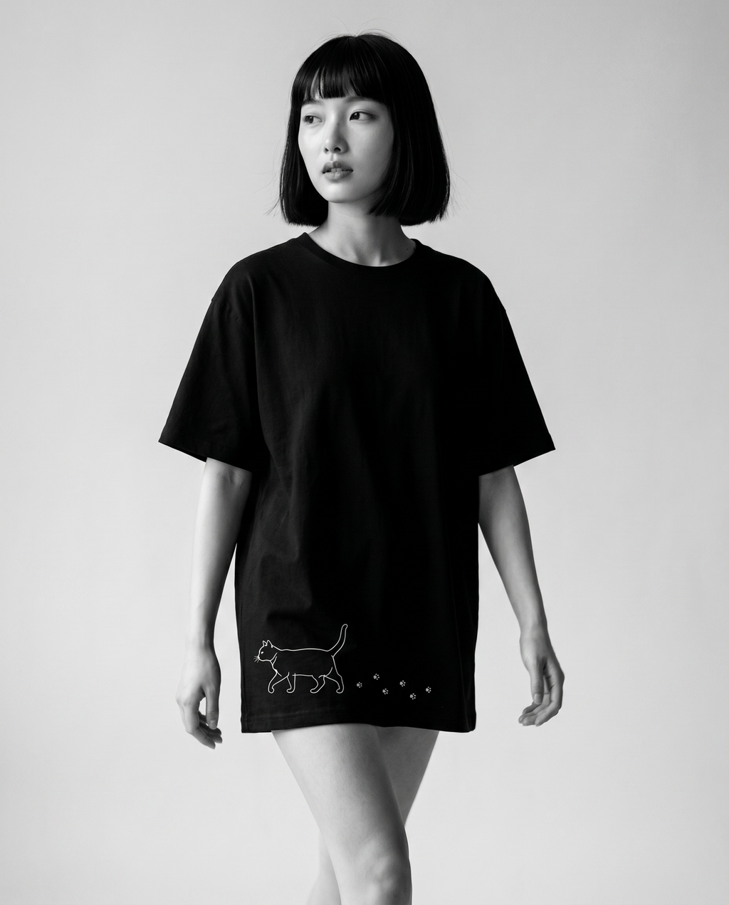 Nagi in the Kuroi Neko no Sanpo Tee — walking