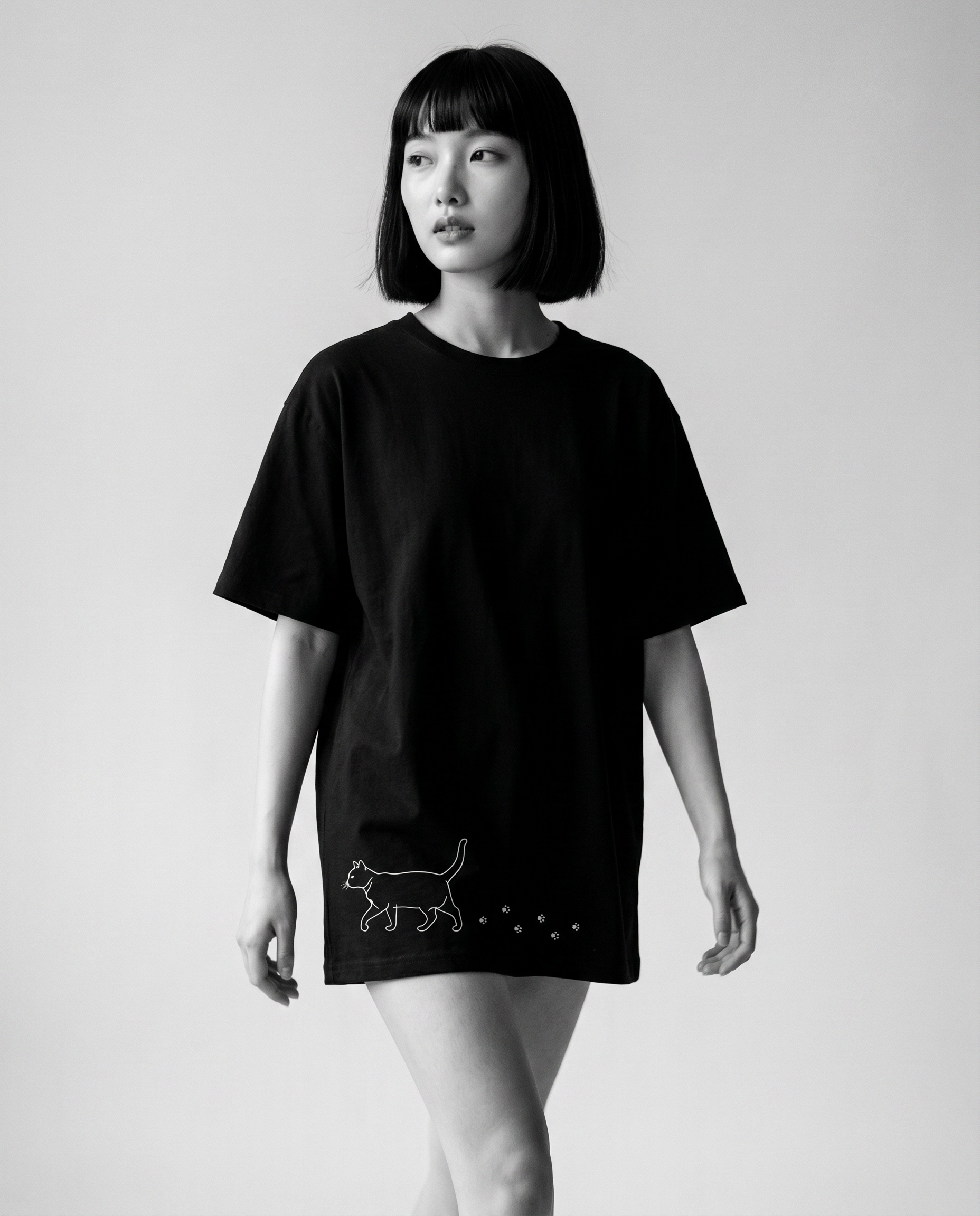 Nagi in the Kuroi Neko no Sanpo Tee — walking