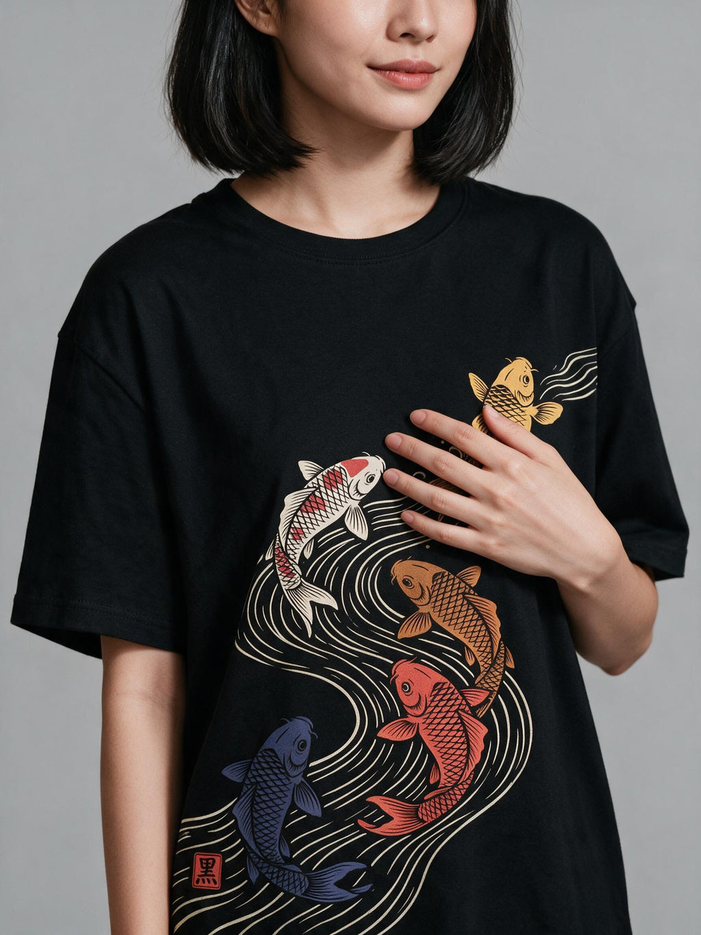KUROI Koi Nobori print close-up detail