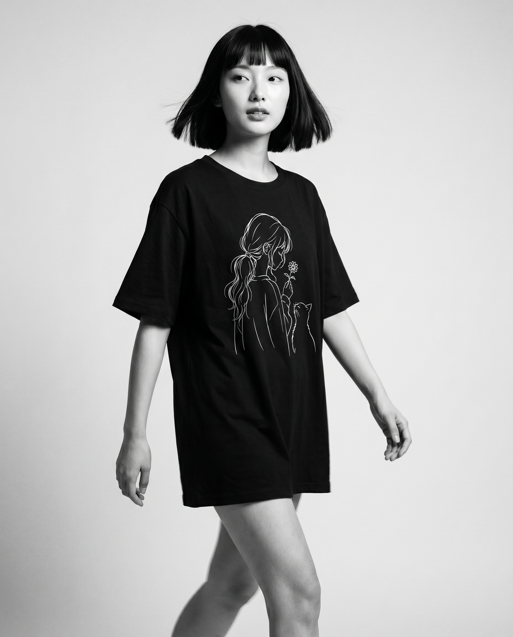 Nagi in the Kuroi Hana to Hige Tee — walking